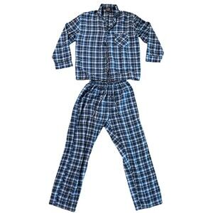 Hanes Pajama Set Men S Blue Plaid Ultrasoft Flannel Shirt Pant